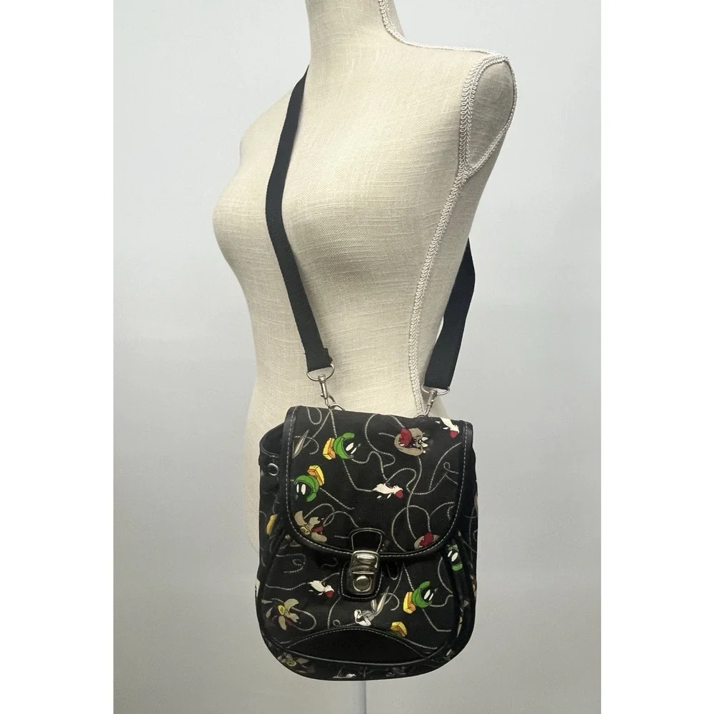 Vtg 90s Looney Tunes Mini Backpack Crossbody Bag Bugs Bunny Taz Tweety Sylvester